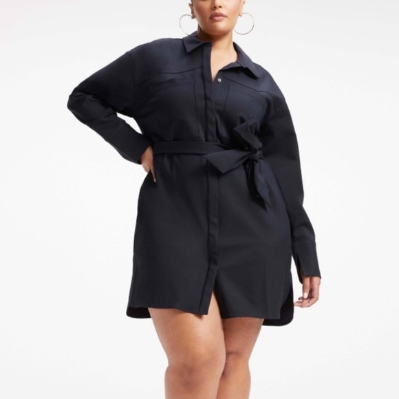 Good American Dresses & Skirts - GOOD AMERICAN POPLIN SHIRT PLUS DRESS BLACK SIZE 7 NEW